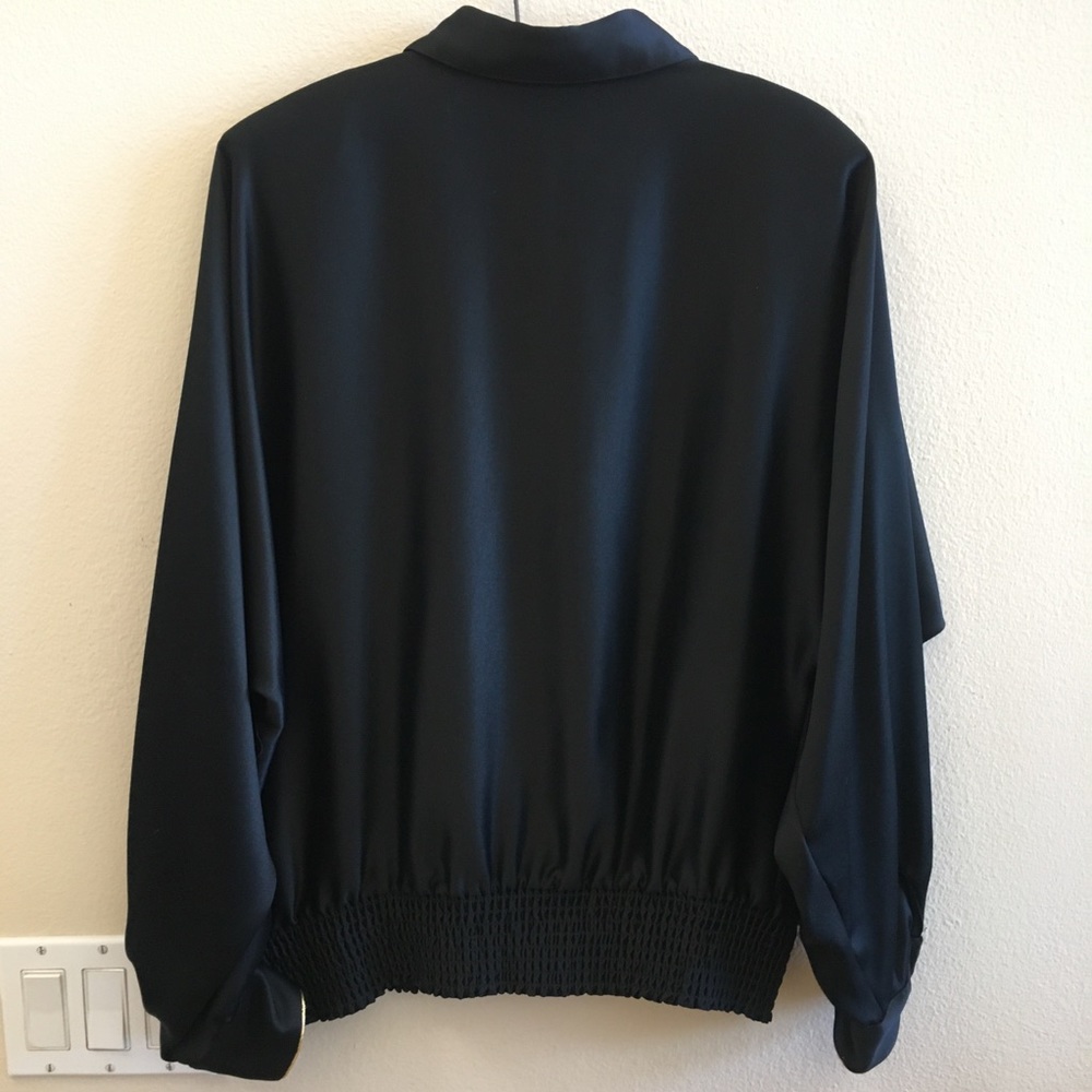 Vintage I. Magnin Jamboree of NY Black Blouse Gold trim & sequins USA L/XL - Picture 3 of 7